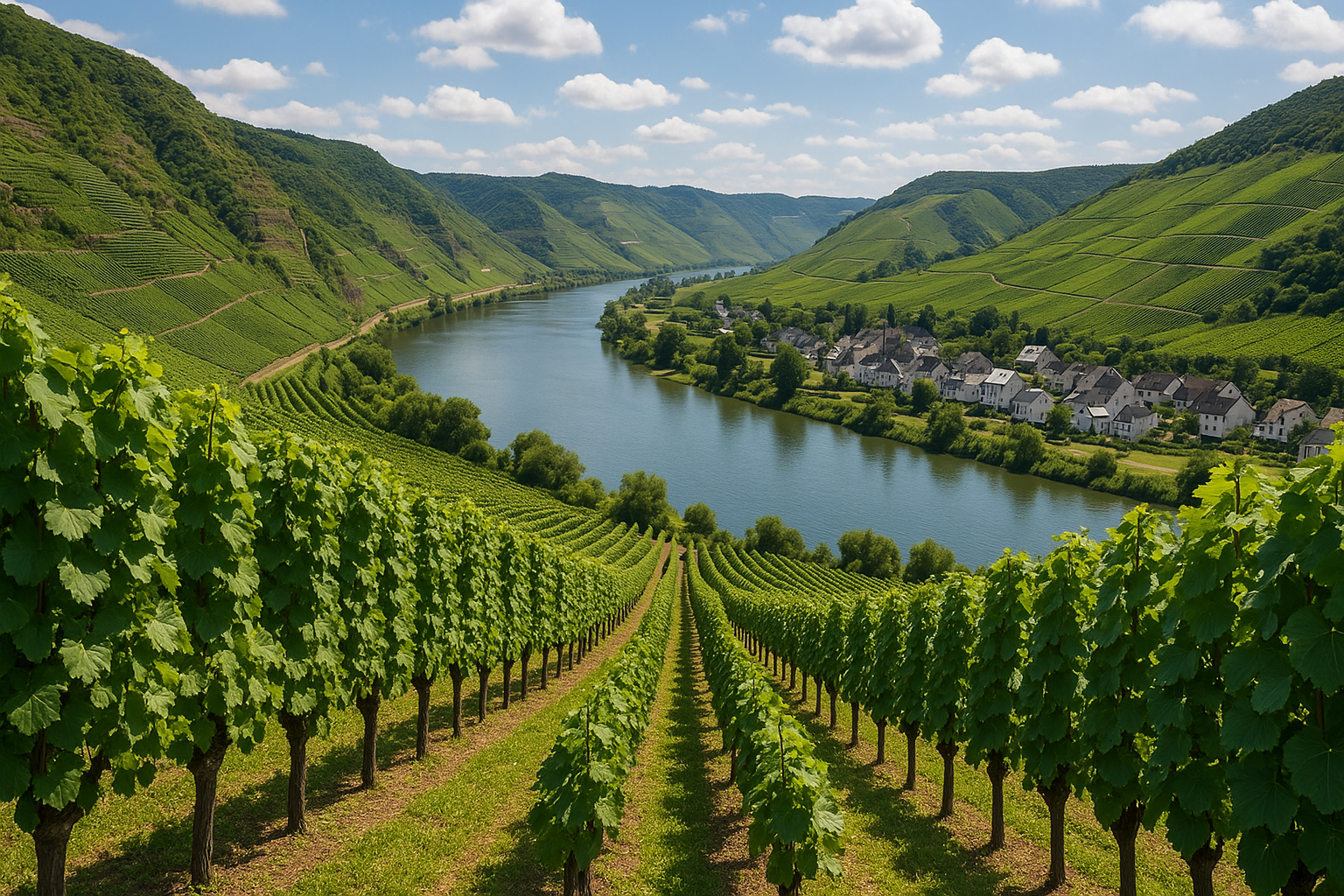 Một ruộng nho tại vùng Mosel, Đức, một trong 13 Anbaugebiete nổi tiếng sản xuất Qualitätswein