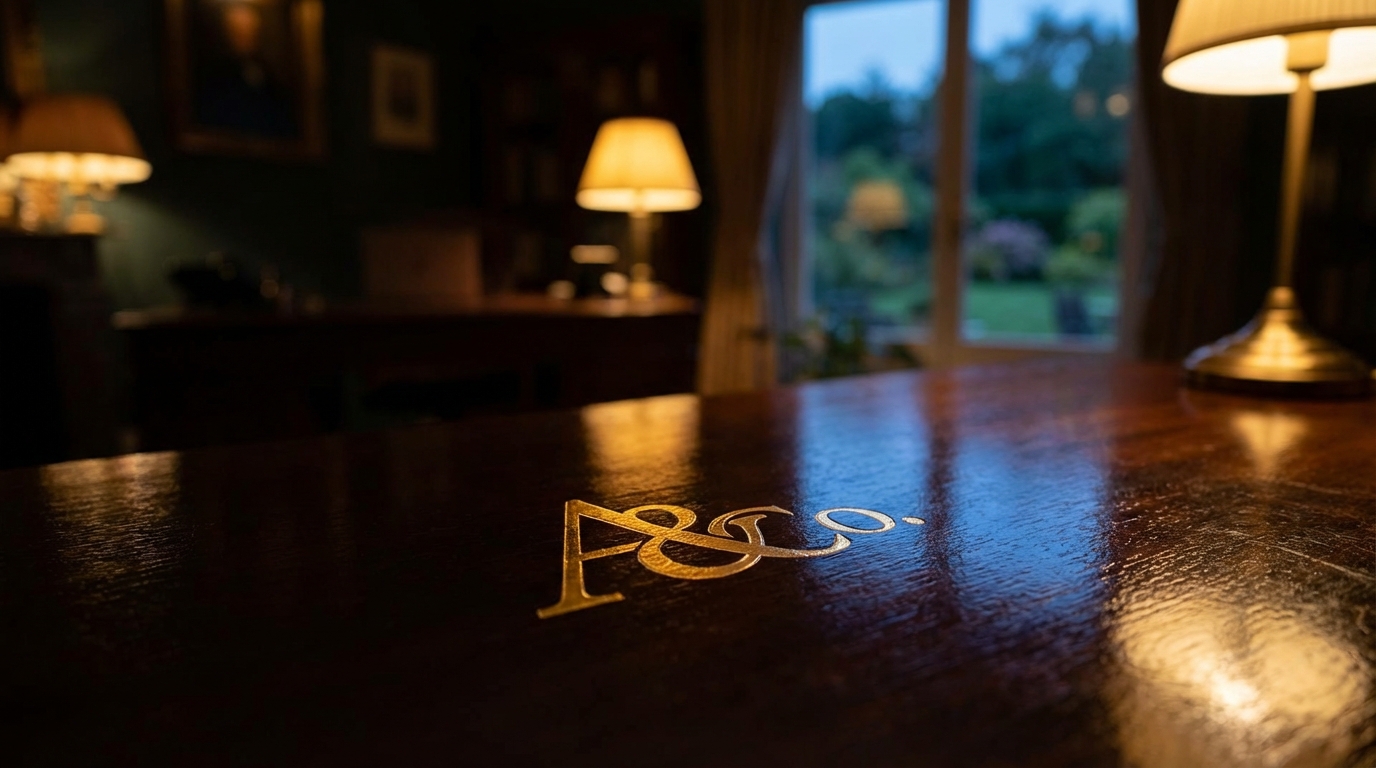 Góc chụp macro bề mặt sơn mài bóng bẩy in logo ép kim vàng gold của đối tác, nổi bật trên nền tĩnh lặng