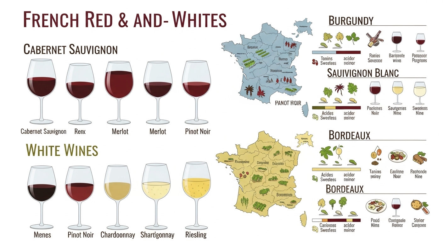 So sánh rượu vang đỏ và rượu vang trắng Pháp để lựa chọn