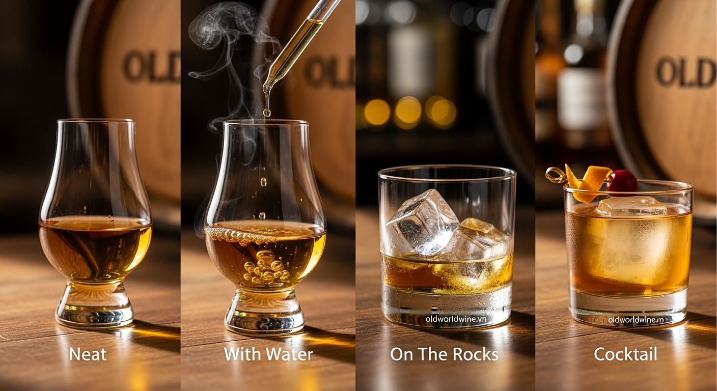 Các cách thưởng thức Scotch Whisky đúng chuẩn: uống nguyên chất, thêm nước, dùng đá và pha cocktail