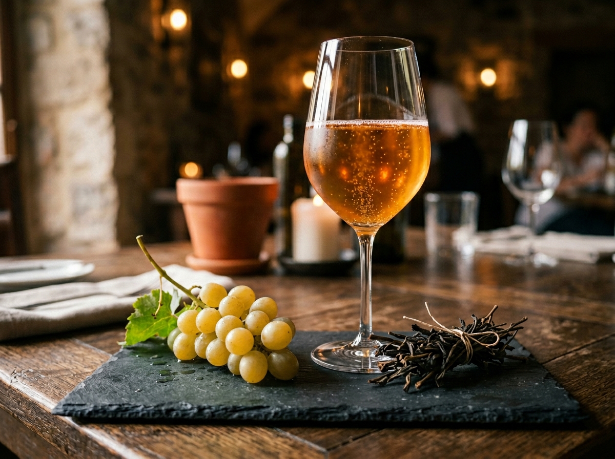 Ly rượu vang cam Orange wine cao cấp ánh hổ phách chuẩn vị chuyên gia