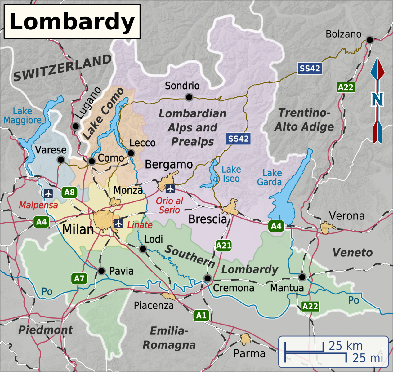 Lombardy wine map