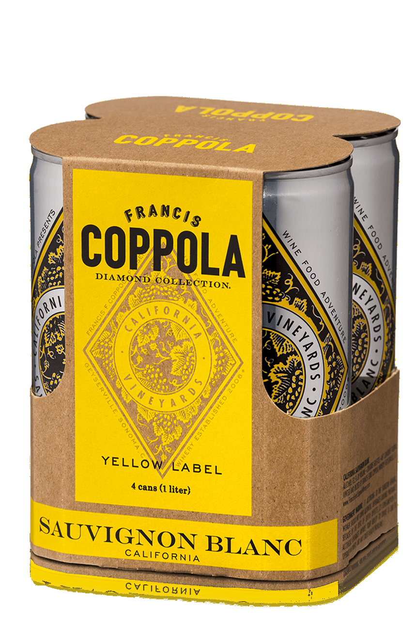 Rượu vang lon Francis Coppola Sauvignon Blanc Yellow Label Diamond Collection Can 4 pack 250 ml
